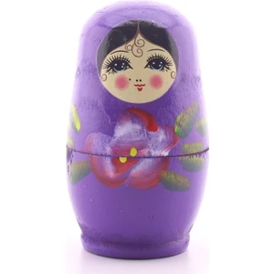 Hediye Filesi Ahşap Tombul Iç Içe Matruşka Bebek Mor Set 4'lü