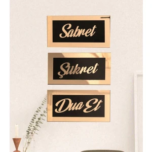 Sabret Şükret Dua Et Duvar Dekoru Aynalı Pleksi Hediyelik Tablo
