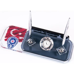 Kişiye Özel Polis Logolu Kristal Ofis Masa İsimliği