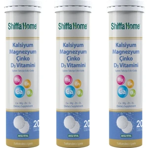 Shiffa Home Kalsiyum Magnezyum Çinko D3 Vitamini 20 Tablet x 3 Adet