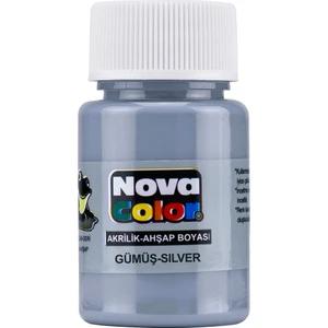 Nova Color Şişe Akrilik Boya 30 ml Yaldızlı Gümüş NC-235