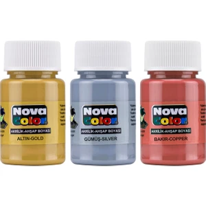 Nova Color Şişe Akrilik Boya 30 ml Metalik Set