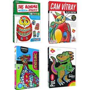 Taş Boyama & Cam Vitray & Jel Mozaik & Pul Sanatı Etkinlik Seti