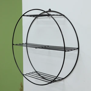 Mavera Home Yuvarlak Duvar Rafı Ferforje Duvar Rafı Metal Duvar Rafı