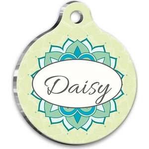 Pet Tag Art Mandala Desenli Yuvarlak Kedi Köpek Künyesi Small 2,5 cm