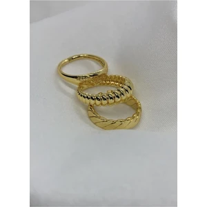 X-Lady Accessories Kadınlara Özel, Altın Renkli, Şık Tasarımlı 3'Lü Yüzük Seti – Zarif Ve Modern Stil
