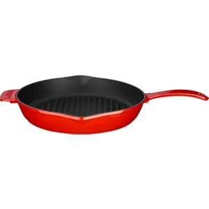 Döküm Izgara Tavası 28 cm Metal Saplı Kırmızı Lava Tava