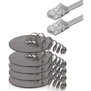 5 Adet CAT6 Yassı Ethernet (Network, LAN) Kablosu, Gri, 25 cm