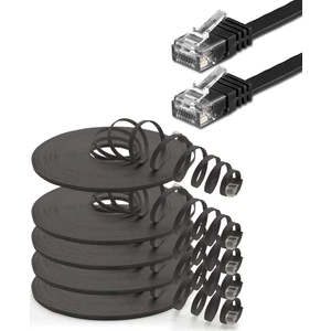 5 Adet CAT6 Yassı Ethernet (Network, LAN) Kablosu, Siyah, 25 cm
