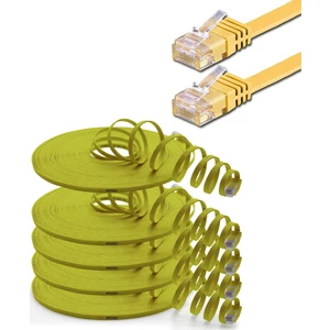 5 Adet CAT6 Yassı Ethernet (Network, LAN) Kablosu, Sarı, 25 cm
