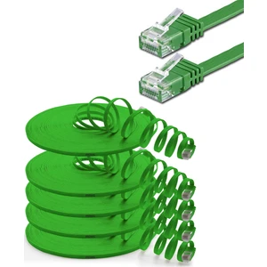 5 Adet CAT6 Yassı Ethernet (Network, LAN) Kablosu, Yeşil, 3 metre