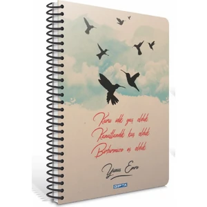 Kuşlar 120 Yaprak Kareli Spiralli Defter 13 x 18 cm