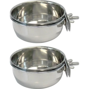 Vidalı Kafes Kuş Papağan Yemliği Çelik 10 Oz 2 Adet