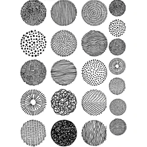 Tellgraf Siyah Beyaz Şekilli Yuvarlak Sticker