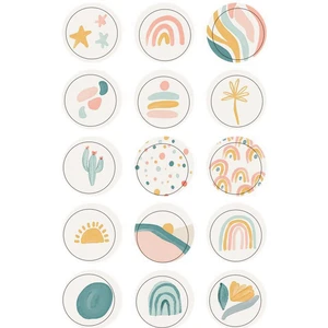 Tellgraf Renkli Desenli Yuvarlak Sticker