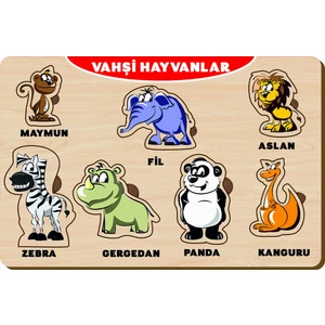 Ahşap Bul Tak Eğitici Vahşi Hayvanlar