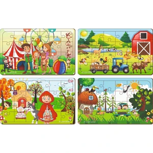 4 Adet 24 Parça Ahşap Puzzle Yapboz Set-6