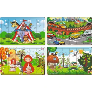 4 Adet 24 Parça Ahşap Puzzle Yapboz Set-7