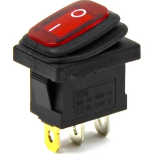 Körüklü Işıklı Anahtar Kırmızı, On-Off  3 Pin - Düğme Buton Switch