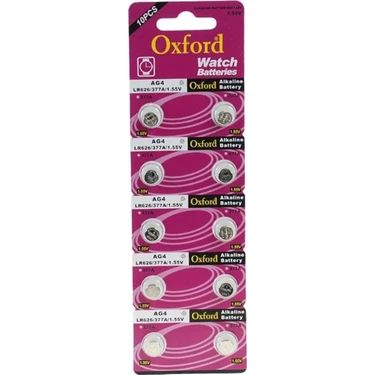 Oxford Ag4 LR66 LR626 377A SR626 177 Alkalin 10 Lu Düğme