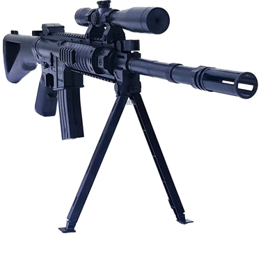 Gerçek Görünümlü Lazerli Ayaklı Dipçikli Şarjörlü Boncuk Atan Sniper Keskin Nişancı Oyuncak Tüfek