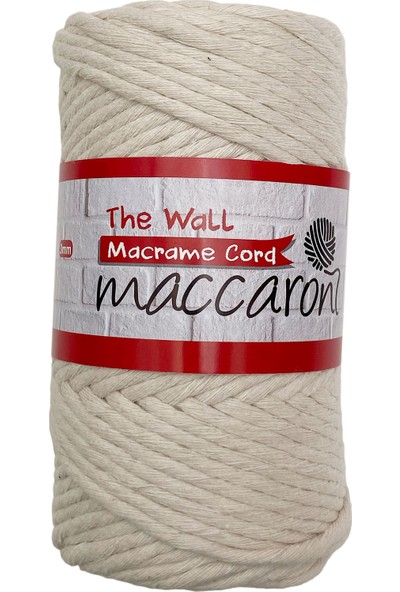 Maccaroni The Wall Macrame 3 mm Pamuk Taranabilir İpi Ekru