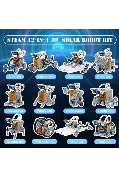 Stem 12 Model Solar Robot Oluşturma Seti (Yurt Dışından)
