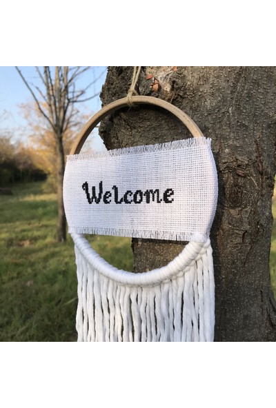 Fancyagnes El Yapımı Kanaviçe Etamin Işleme Kasnak Duvar Kapı Süsü Hoşgeldiniz Welcome