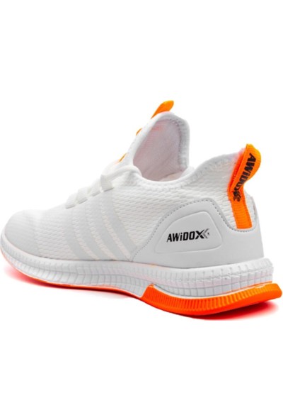 Awidox Unisex Beyaz Turuncu Rahat Taban Spor Sneaker