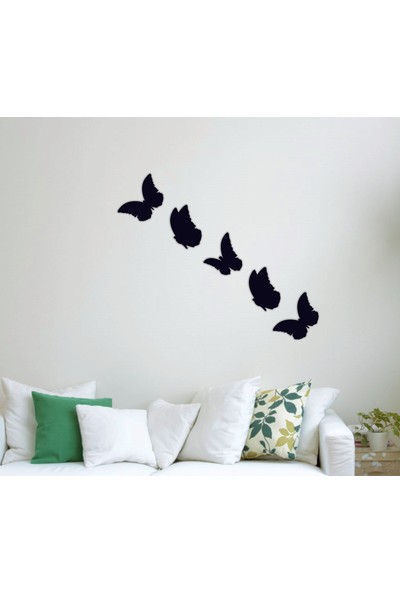 Nirvana Hediyelik Dekoratif Modern Beşli Kelebek Duvar Süsü
