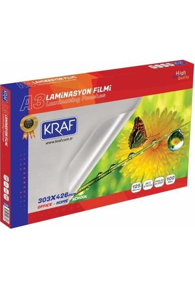 Kraf Laminasyon Filmi Parlak A3 125 Micron 100'lü