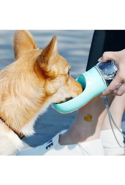 İndirim Kap Taşınabilir Kedi Köpek Suluğu Seyahat Su Şişesi Kaseli Emniyetli Sızdırmaz Kutulu 350ML