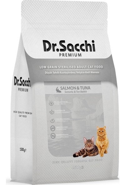 Dr.sacchi Premium Düşük Tahıllı Kısır Kedi Maması 1,5 kg
