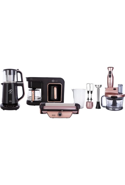 Karaca Grand Gurme Kahve Makinesi, Tost Makinesi, Çay Makinesi, Mutfak Robotu Elektrikli Çeyiz Seti