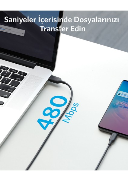 PowerLine III USB-C To USB-C 0.9m Şarj/Data Kablosu - Siyah - 60W Güç Destekli - A8852 (Anker Türkiye Garantili)