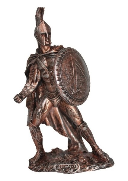 Leonidas Heykeli Dekoratif Biblo Mızraklı Eğik Bronz
