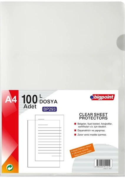 Poset Dosya Beyaz Serıtlı Krıstal 60 Micron 100'lü