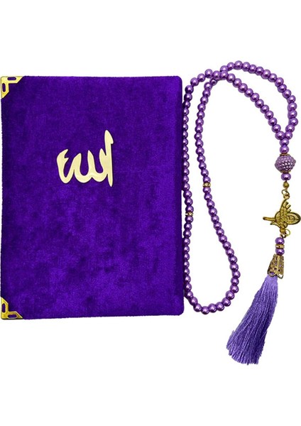 Keseli Kadife Kaplı Türkçeli Yasin ve Inci Tesbih Set Mor fiyatları