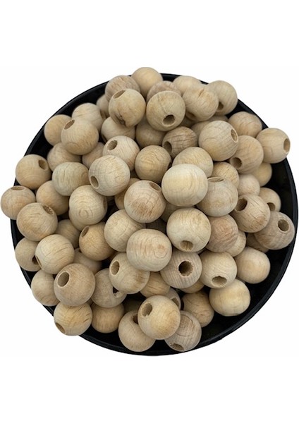 Ham Ahşap Tahta Boncuk 14 mm 120 Adet Boncuk