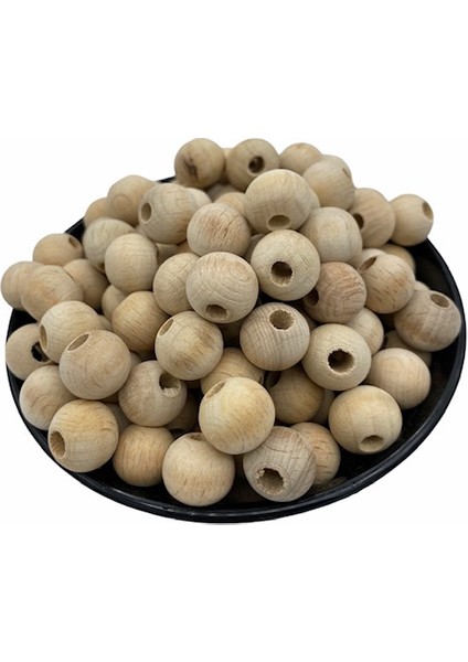 Ham Ahşap Tahta Boncuk 14 mm 120 Adet Boncuk
