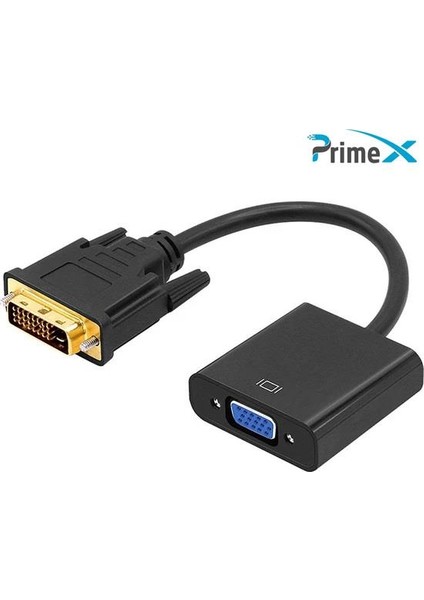 PrimeX Plus PX-1300 DVI To VGA Aktif Dönüştürücü Kablo (Dvı-D Erkek VGA Dişi)