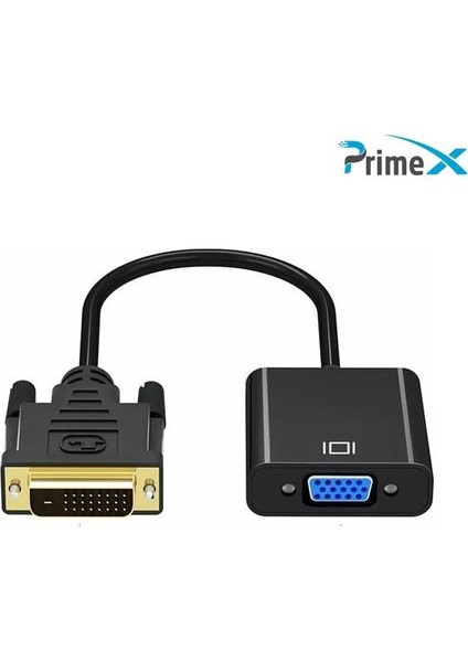 PrimeX Plus PX-1300 DVI To VGA Aktif Dönüştürücü Kablo (Dvı-D Erkek VGA Dişi)