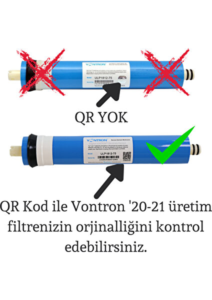 Vontron Su Arıtma Cihazı Membran Filtresi Qr(Kare Kod) 2021 Üretim