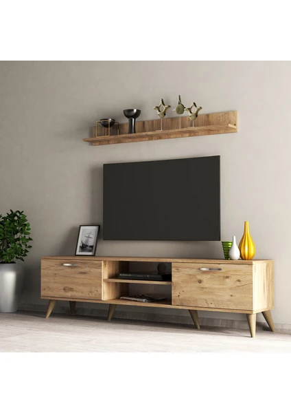 Mega 180'li L Raflı Tv Ünitesi Çam - TVU0102