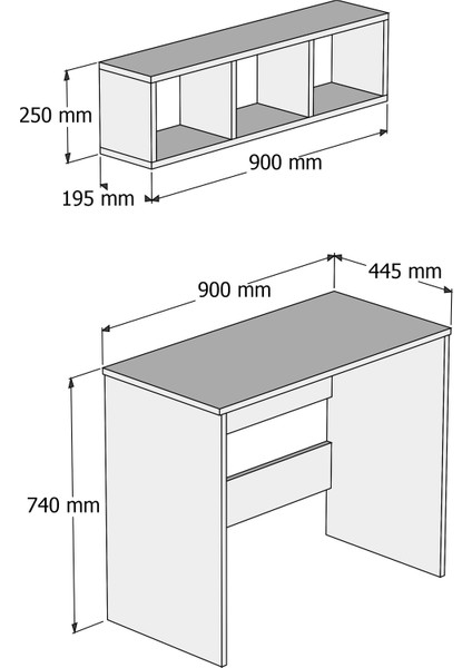 Çalışma Masası Raflı Çam - CLM0202