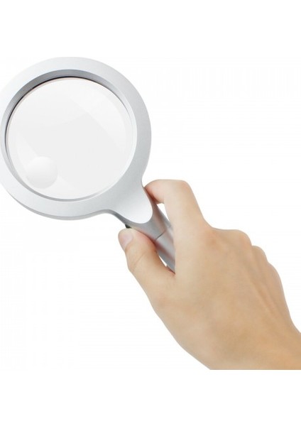 Profesyonel Metal El Büyüteçi - 12 Ledli - 85 mm - 2,5x - 5x