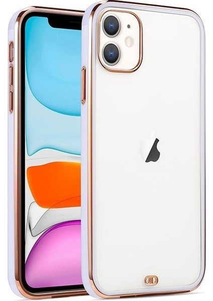 Apple iPhone 12 Mini Kılıf Sporty Arkası Lazer Bumper Sert Silikon Mor Mor