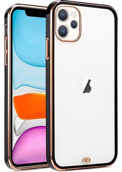 Apple iPhone 12 Pro Max Kılıf Sporty Arkası Lazer Bumper Sert Silikon Mor Siyah