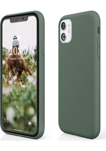 Apple iPhone 11 Kılıf Liquid Lansman Silikon Haki