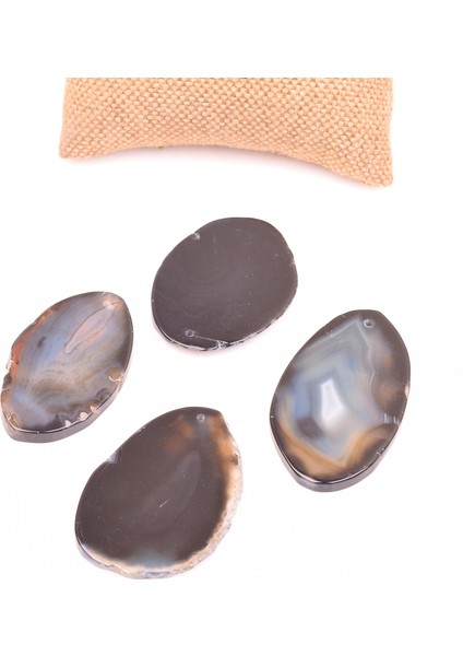 Siyah Akik Taşı Dilim Kütle